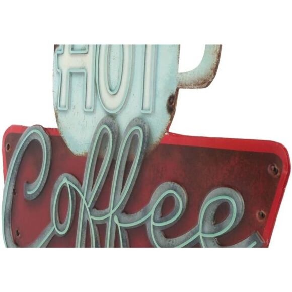 Hot Coffee Shop Embossed Metal Sign - Vintage Diner Coffee Sign for Kitchen - Picture 4 of 7